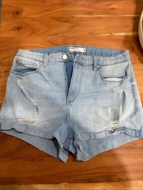 Garage Light Blue Distressed Jean Shorts